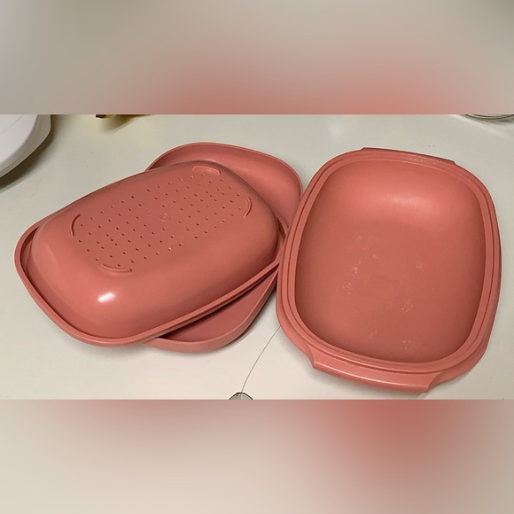 Vtg 3 Piece Tupperware 6 Cup Microwave Steamer Steam Cooker - Picture 7 of 16